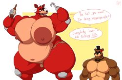 2boys anger_vein animatronic anthro ass bara bara_tiddies bara_tits barazoku bear belly big_nipples bobthetanuki bowtie chubby chubby_anthro chubby_male drunk extrasizedbob five_nights_at_freddy&#039;s fox foxy_(fnaf) freddy_(fnaf) furry gay humanoid kemono male male_breasts male_only man_boobs man_breasts man_tits manboobs muscular muscular_male nipples overweight overweight_male scottgames text yaoi