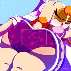 3barts anthro big_ass camera cream_the_rabbit female female_only furry highres large_ass milf mother mother_and_daughter panties pantyshot purple_panties rabbit rabbit_humanoid sleeping sonic_(series) taking_picture upskirt vanilla_the_rabbit