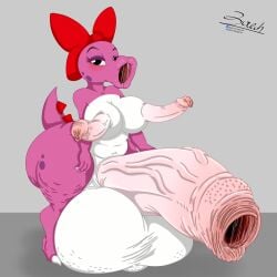 absurd_res anthro ass balls big_butt bimbo_lip birdetta birdo black_eyes bodily_fluids breasts cellulite cursed_image discord_(app) discord_logo discord_username erection foreskin fuck_you futanari gaping gaping_urethra genital_fluids genitals grotesque_genitals gynomorph head_bow hi_res hyper hyper_balls hyper_genitalia hyper_penis intersex long_foreskin loose_foreskin mario_(series) mario_bros markings multi_genitalia multi_penis navel nightmare_fuel nintendo penile_papules penis penis_nipples pink_body pink_skin precum slightly_chubby solo super_mario_bros. telegram telegram_logo telegram_username text thick_thighs triphallia unusual_anatomy unusual_genitalia_placement unusual_penis_placement urethra vein veiny_penis white_body white_markings white_skin zer0rebel4