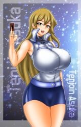 big_breasts blonde_hair breasts brown_eyes card_game clothed female huge_breasts large_breasts solo teenager tight_clothing treezero yellow_eyes yu-gi-oh! yu-gi-oh!_gx