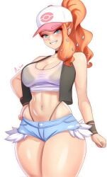 anisdrawn breasts female female_only hat hilda_(pokemon)_(cosplay) nintendo pokemon solo sonia_(pokemon) tagme