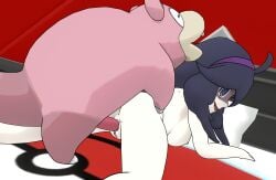 1girls female feral feral_on_female feral_on_human feral_penetrating hex_maniac looking_at_viewer lying_on_bed lying_on_stomach naked naked_female nude nude_female on_bed pokemon pokemon_(species) pokemon_xy pokephilia purple_eyes purple_hair saucemon7 self_upload slowpoke swirly_eyes vaginal_insertion vaginal_penetration vaginal_sex