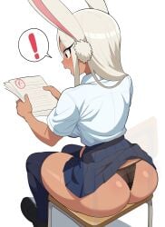 blouse boku_no_hero_academia bunny_girl dark-skinned_female dark_skin maidcousin mirko miruko my_hero_academia panties rumi_usagiyama school_uniform schoolgirl skirt tagme white_hair