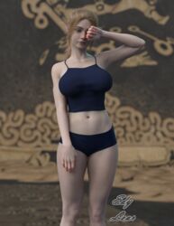 3d big_breasts blonde_hair clothed ear edylear link panties render rule_63 sleepy the_legend_of_zelda