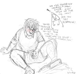 anthro artist_name bill_cipher blunky boxers_(clothing) closed_eyes clothed clothing disney disney_channel erection gay gravity_falls handjob holding_penis male_only masturbation pants_around_one_leg penis_out praise praise_kink smooth_skin socks spread_legs stanford_pines sweater_vest top_hat underwear_open watching watching_masturbation