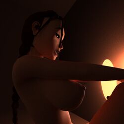 3d areolae athletic big_breasts breasts brown_eyes brown_hair busty eyelashes hourglass_figure lara_croft lara_croft_(classic) large_breasts long_hair navel nipples pinup pose posing shy-hentai thick_lips tomb_raider wide_hips