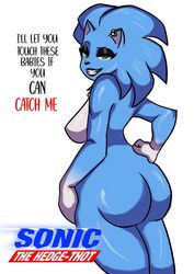 anthro big_ass blue_eyes blue_fur blue_skin furry genderswap grin half-closed_eyes hedgehog looking_at_viewer rule_63 sonic_(series) sonic_the_hedgehog sonic_the_hedgehog_(series) sonique_the_hedgehog xxfujiwaraxx