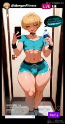 1boy abs ai_generated anus ass basket big_ass big_butt blonde_hair blue_eyes boy bulge chat choker curvy curvy_body curvy_figure english_text fat_ass femboy femboy_focus femboysub feminine_body feminine_male fitness fitness_influencer flat_chest gay girly huge_ass male male_only minishorts morgan_pitfall(oc) noctzurn selfie selfie_pose solo streamer streaming thick_ass thick_hips thick_thighs thighs yaoi