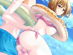 1boy 1girls areolae ass bikini bikini_aside bikini_lift blonde_hair blush boku_to_gonee_to_umi_no_year bra bra_lift breasts breasts_out brown_eyes censored clothed_sex cloud curvy doggy_style dutch_angle erect_nipples erection female female_penetrated from_behind from_below game_cg happy_sex head_out_of_frame hips innertube large_ass large_breasts light_brown_hair lingerie looking_back male male_penetrating mosaic_censoring nanami_shiori naughty_face nipples outdoors partially_submerged penis penis_out pussy sex short_hair side-tie_bikini sky smile stealth stealth_sex straight swimsuit swimsuit_aside thick_thighs thighs tomose_shunsaku torso_grab underwater underwater_sex underwear vaginal_penetration vaginal_sex water