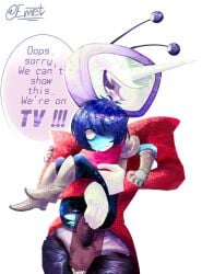 anthro anthro_on_human anthro_penetrating_human artist_request balls carrying censor_bar censored darkner deltarune deltarune_chapter_3 dialogue emet english_text hi_res human kris_(deltarune) penis pussy smaller_male taller_male tenna_(deltarune) tv_head watermark