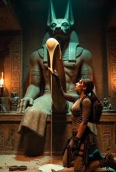 ai_generated anubian_jackal cum lara_croft tagme tomb_raider video