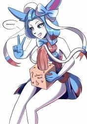 absurd_res animal_genitalia animal_penis anthro anthrofied big_penis blue_body blue_fur blue_hair bow_ribbon braided_hair canid canine canine_genitalia canine_penis canis clothed clothing created_by_vivi eeveelution erection femboy fur generation_6_pokemon genitals hair hi_res huge_cock long_hair male mammal multicolored_body multicolored_fur nintendo noel_(daann) partially_clothed penis pokemon pokemon_(species) pokemorph ribbons solo sylveon tail tail_tuft thick_thighs topwear tuft