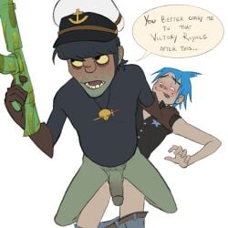 2d_(do_ya_thing) 2d_(gorillaz) anal_insertion anal_sex blush blushing_male blushing_profusely flustered flustered_male fortnite gay gay_anal gay_sex gorillaz half-dressed half_nude holding holding_gun holding_object insertion male male/male male_focus male_on_male male_only male_penetrated male_penetrating male_penetrating_male mefjeff murdoc_niccals murdoc_niccals_(plastic_beach) non-binary non-binary_dom nonbinary nonbinary_(lore) penetrated penetrating penetration penis penis_out younger_penetrating_older