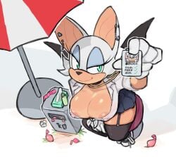 2025 5_fingers about_to_burst absurd_res anthro areola areola_outline areola_slip barbell_piercing barely_contained barely_contained_breasts barely_fits bat bat_wings big_breasts big_ears black_wings blue_eyeshadow bottomwear breasts breasts_too_big bursting_breasts checklist cleavage clothed clothed_anthro clothed_female clothing condom condom_on_ground digital_drawing_(artwork) digital_media_(artwork) ear_piercing english_text eyelashes eyeshadow female filled_condom fingers front_view garter_straps gloves grass hair handwear hi_res imminent_wardrobe_malfunction lanyard legwear makeup mammal membrane_(anatomy) membranous_wings mouth_closed nipple_barbell nipple_outline nipple_piercing nipples overflowing_breasts piercing plant portrait rouge_the_bat ruka481_(artist) sega sexual_barrier_device shirt sitting skimpy skirt solo sonic_(series) sonic_the_hedgehog_(series) tan_body tan_inner_ear tan_skin teal_eyes text thick_thighs thigh_highs tight_fit tissue tissue_box too_tight topwear trash_can umbrella undersized_clothes undersized_clothing white_clothing white_gloves white_hair white_handwear white_sclera white_shirt white_topwear wings