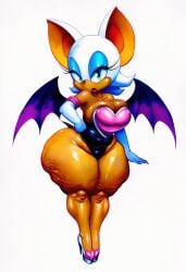 ai_generated cellulite collarbone curvy female huge_ass knees knottagooner looking_at_viewer love_handles narrow_waist navel pear-shaped_figure rouge_the_bat sega shortstack skindentation sonic_(series) sonic_the_hedgehog_(series) thick_thighs wide_hips wings