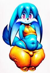 1boy ai_generated arms_behind_back cellulite collarbone crop_top curvy groin highleg_thong huge_ass kitsunami_the_fennec knees knottagooner looking_at_viewer love_handles lowleg_pants narrow_waist navel pear-shaped_figure sega shortstack skindentation sonic_(series) sonic_the_hedgehog_(series) thick_thighs trap wide_hips