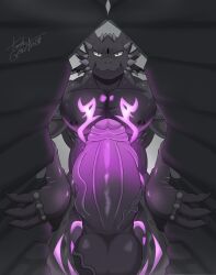 balls big_penis black_body black_fur boy dg36067 furry furry_only gay gootraxian kaiju_paradise male mammal nightcrawler_(kaiju_paradise) penis roblox roblox_game tagme