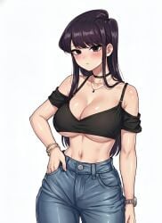 big_breasts breasts censored female female_only komi-san_wa_komyushou_desu komi_can't_communicate sexy white_background