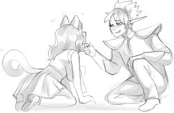 alien alien_boy captain_spaceboy cat_ears cat_tail catgirl clarice_(sona) ikkigae omori rough_sketch self_ship selfship selfshipping sketch spaceboy spaceboy_boyfriend straight suggestive suggestive_look yumeship yumeshipping