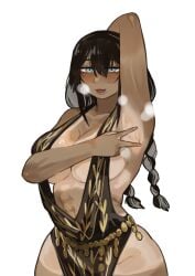 armpit_fetish armpits big_ass big_breasts elden_ring female female_only fromsoftware miaojiangyou queen_marika_the_eternal_(cosplay) sorceress_sellen sweat thick_thighs