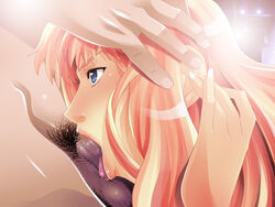 blue_eyes censored dark-skinned_male dark_penis dark_skin deepthroat fellatio female interracial iroiro macross macross_frontier male oral penis pink_hair pubic_hair sheryl_nome tongue