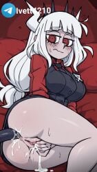 1girls ai_generated anal anal_masturbation anal_orgasm ass female helltaker lucifer_(helltaker) masturbation solo tentacle