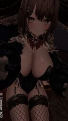 1girls blush breasts bunny_ears bunnysuit female fishnets frills garter_straps large_breasts leotard looking_at_viewer silentium1620 silya tagme vrchat vrchat_avatar witch witch_hat