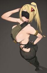 1girls areola areola_slip ass barely_clothed big_areola big_ass big_breasts big_nipples big_thighs blindfold blindfolded blonde_hair blush bobtheneet breasts clothed clothing female huge_ass huge_breasts huge_thighs long_hair looking_at_viewer mihoyo nipples nipples_visible_through_clothing ponytail pose posing tagme thick_thighs thighs trigger_(zenless_zone_zero) zenless_zone_zero