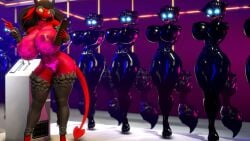 2025 3d anthro armless ball_gag big_breasts black_body black_fur black_hair black_latex blue_eyes bovid breasts canid canine caprine clipboard demon digital_media_(artwork) dorite_(veryfluffy) female fox fur fused_legs gag gagged genitals glowing glowing_tattoo group hair hi_res huge_breasts krystal_(star_fox) latex living_sex_doll mammal multicolored_body nintendo nipples pubic_tattoo red_ball_gag red_body sheep spade_tail star_fox tail tattoo thick_thighs two_tone_body veryfluffy vulva wide_hips womb_tattoo yellow_eyes