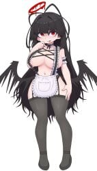 blue_archive character_request large_breasts maid_outfit maid_uniform nipples pixel_art sub-neamo tagme