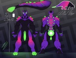 big_penis dinoboy555 dinosaur furry furry_breasts green male male_only neon neon_lights purple ref_sheet tail