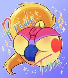 alternate_version anus ass braeburn butt_only cameltoe clothes colored dock erein erein_(artist) flat_colors friendship_is_magic g4 gradient_background heart high_res large_anus large_butt lovebutt mlp_g4 my_little_pony nudity panties plot pony solo striped_underwear tail underwear