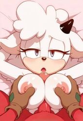 ai_generated anguirus12345 anthro areola big_breasts blush bovid breast_grab breast_play breasts canid canine canis caprine clothing duo female first_person_view fur gadget_the_wolf genitals gloves hand_on_breast handwear hi_res humanoid_genitalia humanoid_penis lanolin_the_sheep looking_at_viewer male male/female mammal nipples open_mouth penis predator/prey red_body red_fur sega sex sheep sonic_(series) sonic_the_hedgehog_(comics) sonic_the_hedgehog_(series) titjob white_body white_fur wolf