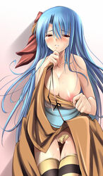 blush breasts cleavage fct long_hair nipple nipples pussy_juice red_eyes rocbouquet romancing_saga romancing_saga_2 saga saliva shirt_pull skirt skirt_lift striped striped_legwear striped_thighhighs tears thighhighs vibrator wet_pussy