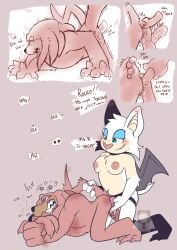 1boy 1boy1girl 1girls anal anal_penetration anal_sex anthro anthro_on_anthro anthro_penetrated areolae bdsm big_breasts dominatrix duo femdom impydragon knuckles_the_echidna looking_pleasured malesub nude_female pegging penetrated_male penetration penetration_from_behind perky_breasts perky_nipples rouge_the_bat sega sonic_(series) sonic_the_hedgehog_(series) strap-on teasing toying_partner
