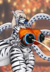 anthro big_breasts big_nipples breasts cleopatra_la_jauge female fish genitals hi_res huge_breasts long_tongue marine milk nipples nude original_character piercing shamziwhite shark smile tattoo tentacle tongue tongue_out vulva ych_result