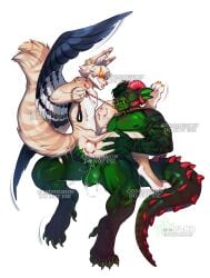 5_fingers absurd_res anal anal_sex anthro anthro_on_anthro anthro_penetrated anthro_penetrating anthro_penetrating_anthro balls bite_mark blood bodily_fluids canid canine chain_leash chains claws collar duo ear_piercing facial_piercing feathered_wings feathers fingers fur genitals hair hi_res horn humanoid_genitalia humanoid_penis inner_ear_fluff interspecies leash leash_pull leashed_collar male male/male male_penetrated male_penetrating male_penetrating_male mammal muscular muscular_anthro muscular_male nose_piercing penetration penile penile_penetration penis penis_in_ass piercing plna scalie sex spiked_collar spikes tail tuft wings