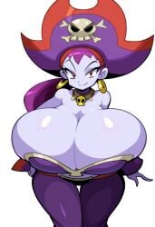 1girls ai_generated bare_shoulders big_breasts breasts bursting_breasts busty busty_female cleavage clothed clothes clothing earrings eyebrows eyelashes facing_viewer female female_only front_view giant_breasts hips hoop_earrings huge_breasts human human_only hyper_boobs hyper_breasts large_breasts looking_at_viewer navel pants pirate pirate_hat pov purple_body purple_skin red_eyes risky_boots sea shantae ship skull solo solo_female thick thick_thighs thighs tube_top tubetop wide_eyed wide_hips