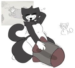 anthro anthrofied background_character big_ass big_penis bomb domestic_cat femboy feminine_male fur furry long_penis male male_only mewgenics scared_expression sex_from_behind sex_with_bomb tagme tagme_(character) thick_thighs white_background x-ray