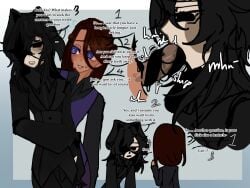 annoyed black_clothing black_eyes black_hair black_liquid cock covered_eye crowe_(tkatb) jericho_ichabod oc pale_skin penis shivering side_angle slurp slurping sticky sucking_dick sucking_penis sweatdrop tentacle tentacle_on_penis tentacle_tongue text text_bubble the_kid_at_the_back