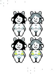 alpha_channel anthro big_breasts bikini black_hair blue_blush blue_nipples blush breasts canid canine canis clothing digital_media_(artwork) domestic_cat domestic_dog felid feline felis female fur grey_hair gynomorph hair intersex mammal nipples nude pixel_(artwork) shortstack shortstack_female simple_background smile solo swimwear tem temmie_(undertale) text thick_thighs topwear two-piece_swimsuit undertale undertale_(series) white_body white_fur