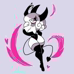 1girls big_breasts biped black_horn breasts demon edit female hair half-closed_eyes hero_quest_(oolongearlgrey) horn humanoid magenta_eyes oolongearlgrey pink_flames simple_background spade_tail stasia_(oolongearlgrey) stockings succubus succubus_(oolongearlgrey) tagme topless