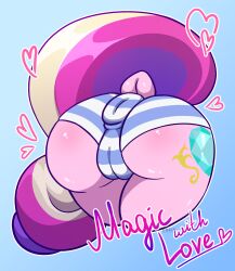 alicorn alternate_version anus ass butt_only cameltoe clothes colored dock erein erein_(artist) female flat_colors friendship_is_magic g4 gradient_background heart high_res large_anus large_butt lovebutt mare mlp_g4 my_little_pony nudity panties plot pony princess_cadance solo solo_female striped_underwear tail underwear