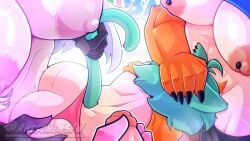 3girls aicandii areolae ass awesomensfw big_breasts blowjob buffpup_(vtuber) cat_ears catgirl claws deepthroat facefuck fat_tits from_behind furry futanari green_hair huge_breasts large_breasts massive_breasts muscular muscular_female nipple_piercing nipples oral panties panties_aside piercing rosedoodle_(vtuber) sex sex_from_behind spitroast tail_grab threesome vaginal_penetration vchiban yuri