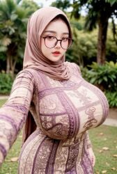 ai_generated artist_request big_breasts corn_field glasses hijab platform_request realistic selfie
