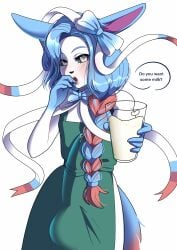 absurd_res anthro anthrofied big_penis blue_body blue_fur blue_hair bodily_fluids bow_ribbon braided_hair bulge canid canine canis clothed clothing created_by_vivi cum cum_in_a_cup cum_in_container eeveelution erection erection_under_clothing femboy fur generation_6_pokemon genital_fluids genitals hair hi_res huge_cock long_hair male mammal multicolored_body multicolored_fur nintendo noel_(daann) penis pokemon pokemon_(species) pokemorph ribbons solo sylveon tail tail_tuft thick_thighs topwear tuft