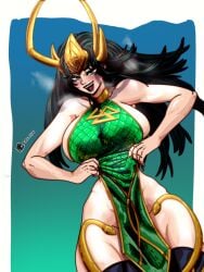 1boy 1girls black_hair black_lipstick clothed clothing duo erection feet female full_nelson full_nelson_(legs_held) imminent_sex lady_loki lady_loki_(marvel_rivals) light-skinned_female light_skin loki_(marvel) loki_(marvel_rivals) long_hair marvel marvel_rivals penis pitch-black_skin rule_63 unseen_male_face venom_(marvel) yaki_chun