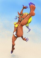 bra feet foot_focus frye_(splatoon) frye_onaga inkling inkling_girl koharuno2 leg_up panties splatoon splatoon_(series) splatoon_3 splatoon_raiders tagme tentacle_hair