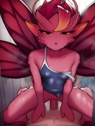 1boy1girl ai ai_generated animated cowgirl_position dark_willow dota_2 er2di2 pov school_swimsuit sex swimsuit_aside tagme vaginal_penetration video