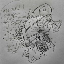 2boys big_penis bondage fat_ass horsecock oc rippling_ass sloppy traditional_art unicorn wet